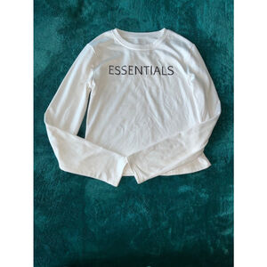 Women's White Long Sleeve Crop Top Size Large